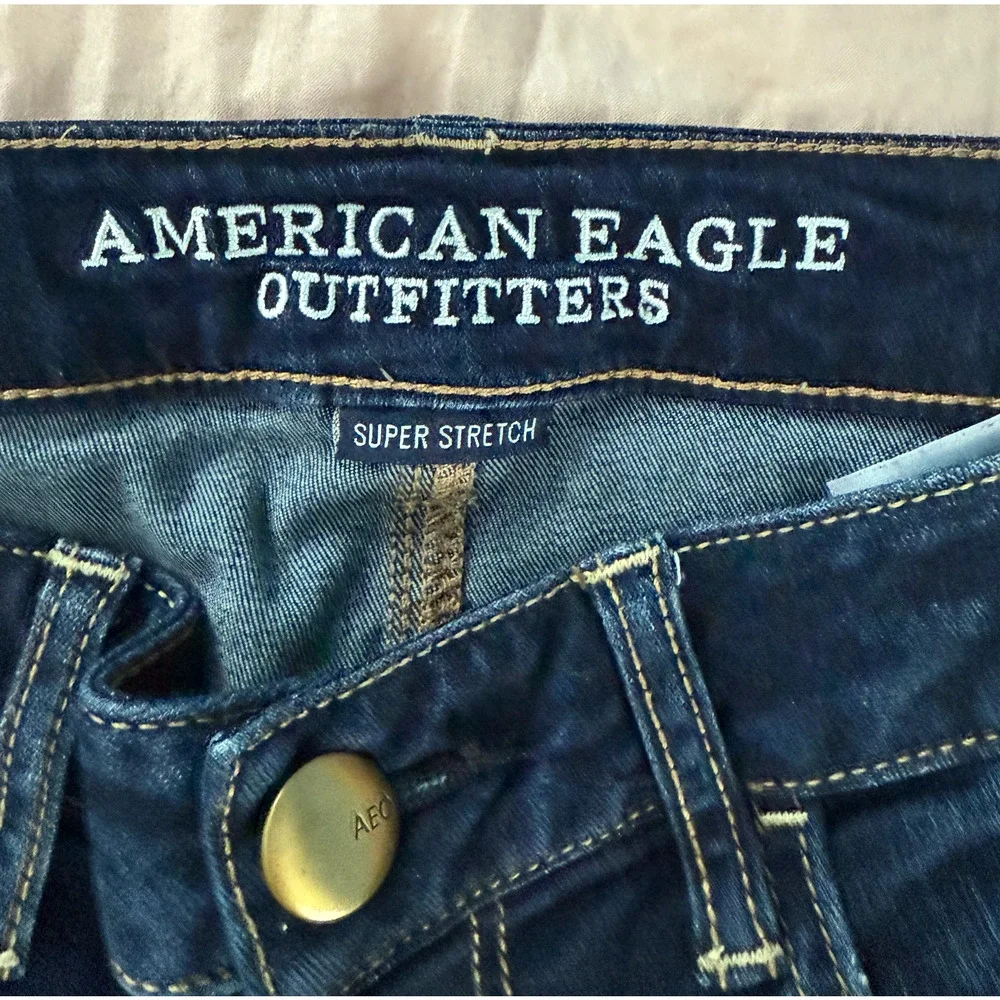 American Eagle Jeggings Womens Size 8 Dark Wash Low Rise Stretch Skinny Jeans - Picture 2 of 7